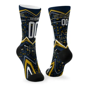 Notre Dame Fighting Irish Socks Custom Leopard Print Navy Black Fashion Forward