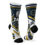 Notre Dame Fighting Irish Socks Custom Pinstripe Chevron Navy White Best Selling