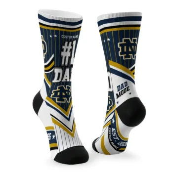 Notre Dame Fighting Irish Socks Custom Pinstripe Chevron Navy White Fashion Forward