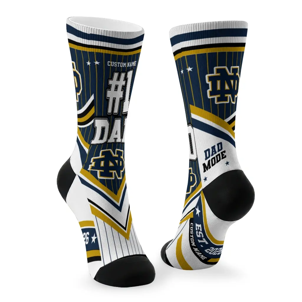 Notre Dame Fighting Irish Socks Custom Pinstripe Chevron Navy White Fashion Forward Notre Dame Fighting Irish Socks Custom Pinstripe Chevron Navy White Fashion Forward