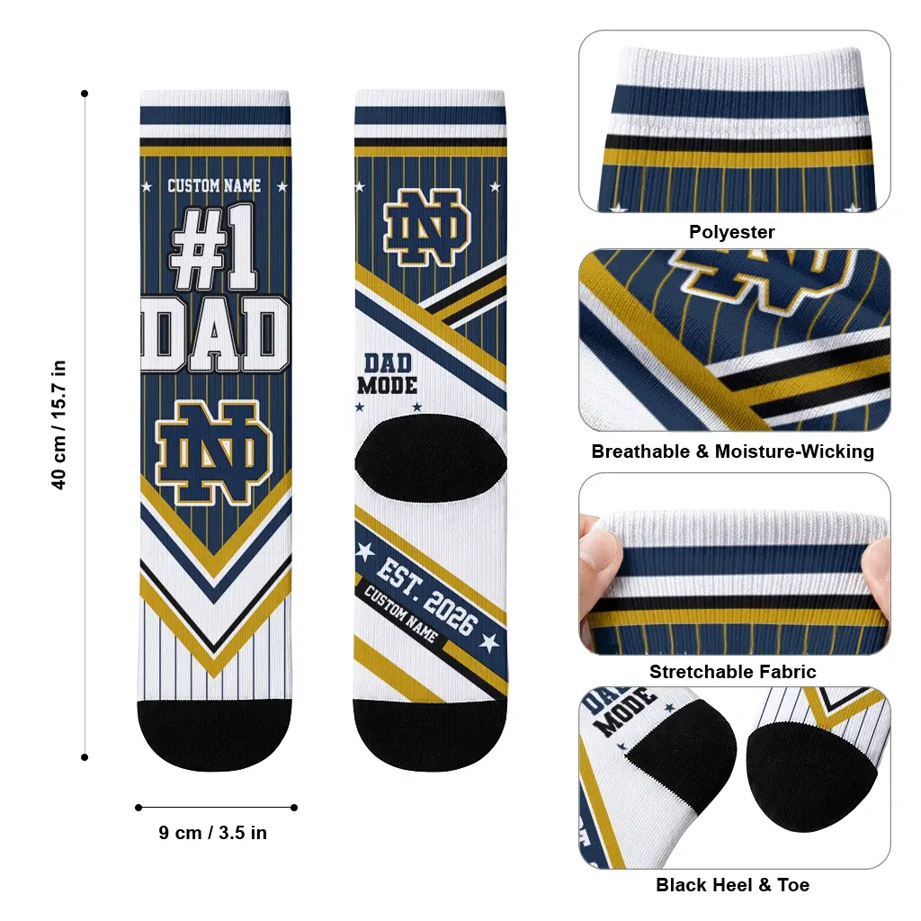 Notre Dame Fighting Irish Socks Custom Pinstripe Chevron Navy White High Quality Notre Dame Fighting Irish Socks Custom Pinstripe Chevron Navy White High Quality
