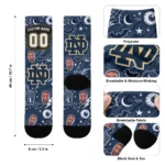 Notre Dame Fighting Irish Socks Custom Scattered Icons Navy Best Selling