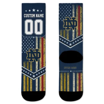 Notre Dame Fighting Irish Socks Custom Star Stripes Navy White Best Selling