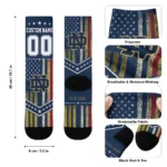 Notre Dame Fighting Irish Socks Custom Star Stripes Navy White Best Selling