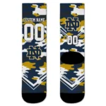 Notre Dame Fighting Irish Socks Custom Woodland Camo Navy Best Selling