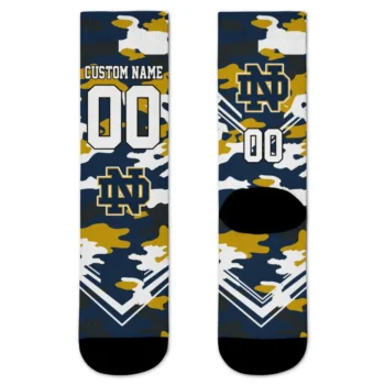 Notre Dame Fighting Irish Socks Custom Woodland Camo Navy Best Selling