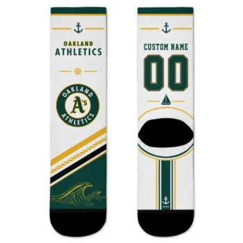 Oakland Athletics Socks - Custom Nautical Icons Green White