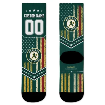 Oakland Athletics Socks Custom Star Stripes Green White Best Selling
