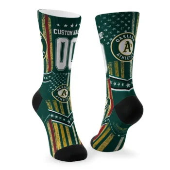 Oakland Athletics Socks Custom Star Stripes Green White Fashion Forward
