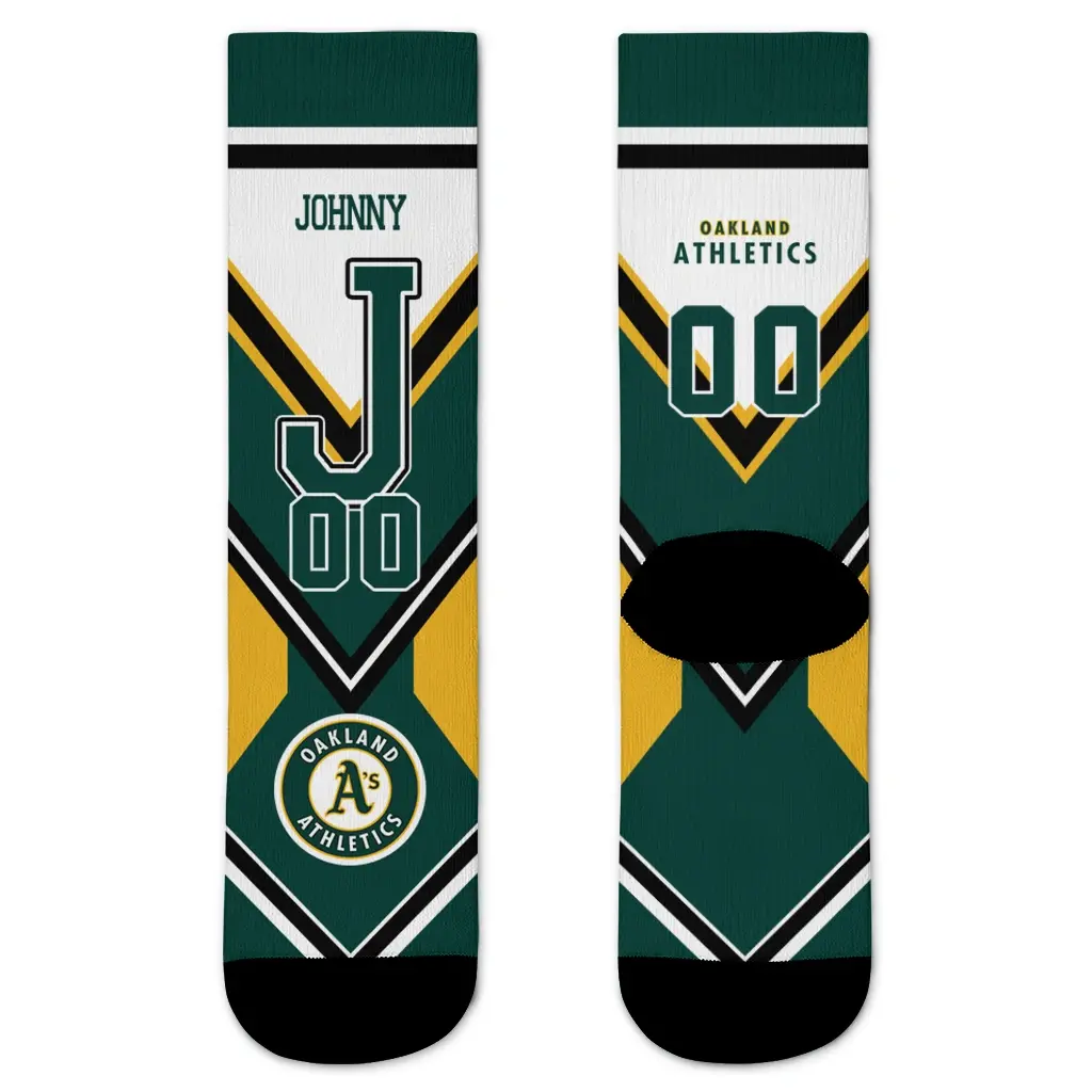 Oakland Athletics Socks Customized Arrow Blocks Green Best Selling Oakland Athletics Socks Customized Arrow Blocks Green Best Selling