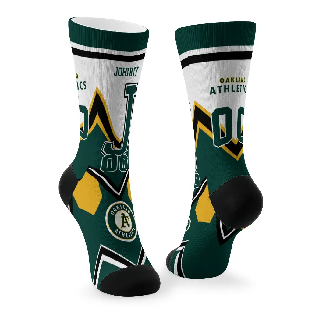 Oakland Athletics Socks Customized Arrow Blocks Green Fashion Forward Oakland Athletics Socks Customized Arrow Blocks Green Fashion Forward