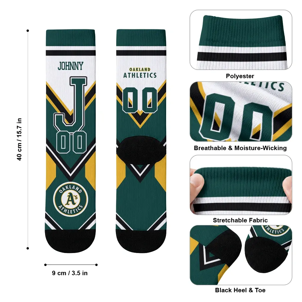 Oakland Athletics Socks Customized Arrow Blocks Green High Quality Oakland Athletics Socks Customized Arrow Blocks Green High Quality