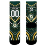 Oakland Athletics Socks Customized Leopard Print Green Black Best Selling