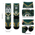 Oakland Athletics Socks Customized Leopard Print Green Black Best Selling