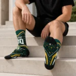 Oakland Athletics Socks Customized Leopard Print Green Black Best Selling