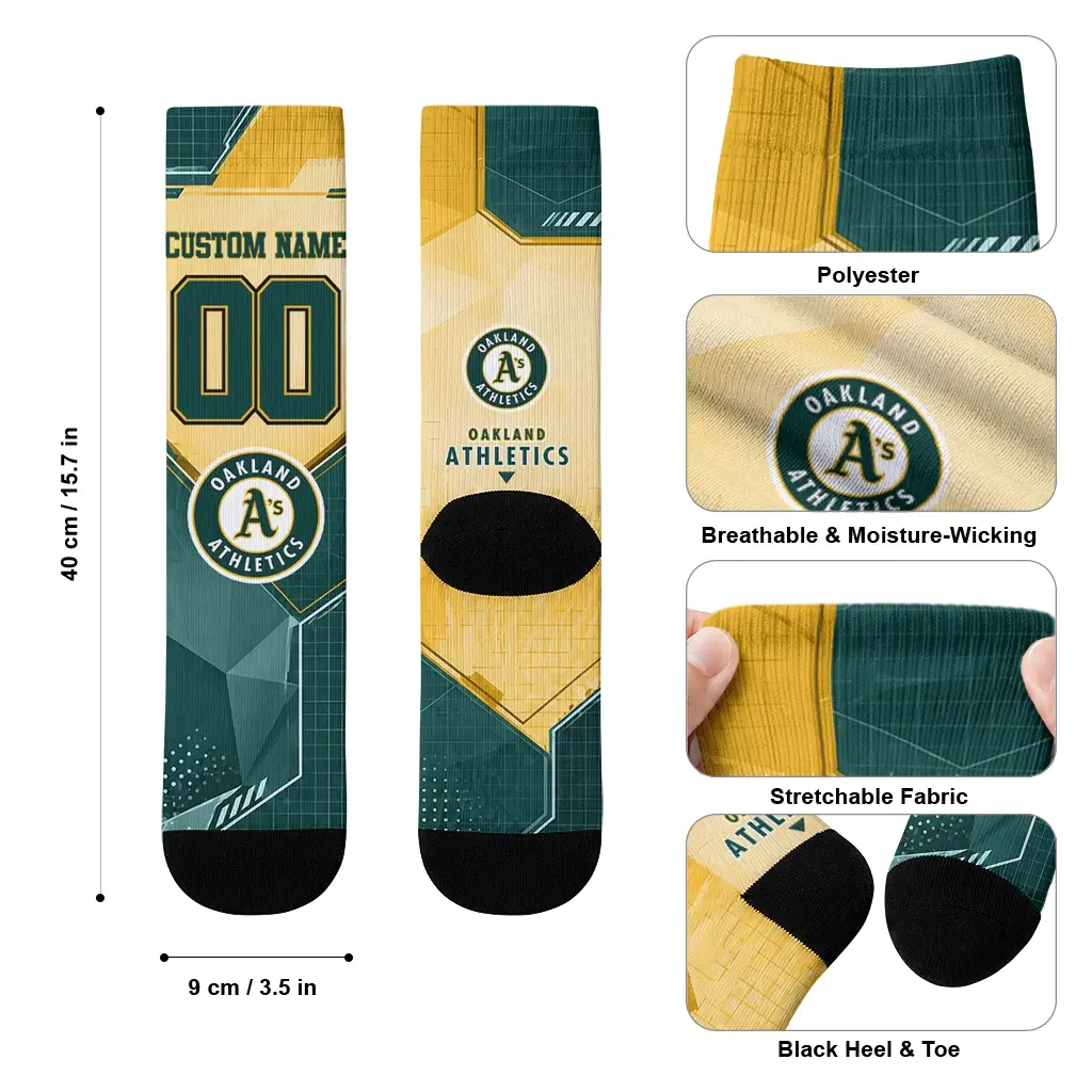 Oakland Athletics Socks Personalized Geometric Tech Green High Quality Oakland Athletics Socks Personalized Geometric Tech Green High Quality