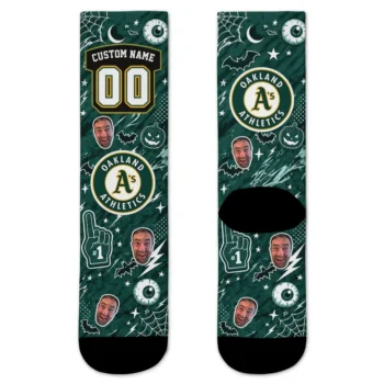 Oakland Athletics Socks Personalized Scattered Icons Green Best Selling