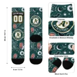 Oakland Athletics Socks Personalized Scattered Icons Green Best Selling