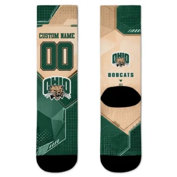 Ohio Bobcats Socks Personalized Geometric Tech Green Best Selling