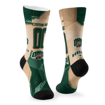 Ohio Bobcats Socks Personalized Geometric Tech Green Fashion Forward