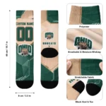 Ohio Bobcats Socks Personalized Geometric Tech Green Best Selling