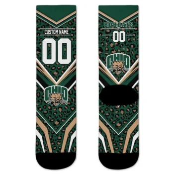 Ohio Bobcats Socks Personalized Leopard Print Green Black Best Selling