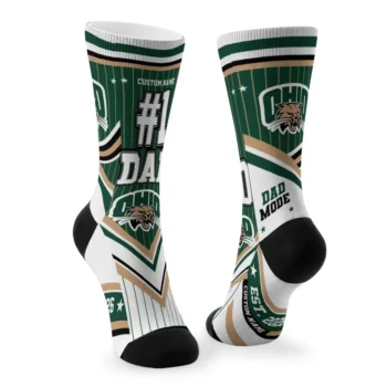 Ohio Bobcats Socks Personalized Pinstripe Chevron Green White Fashion Forward