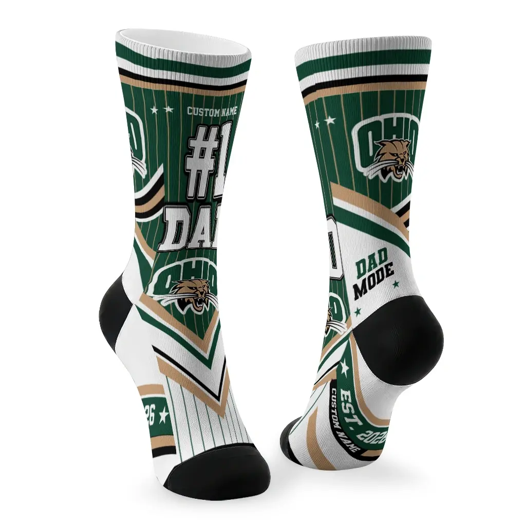 Ohio Bobcats Socks Personalized Pinstripe Chevron Green White Fashion Forward Ohio Bobcats Socks Personalized Pinstripe Chevron Green White Fashion Forward