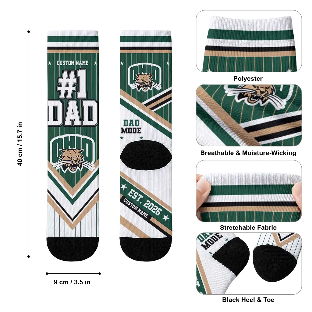 Ohio Bobcats Socks Personalized Pinstripe Chevron Green White High Quality Ohio Bobcats Socks Personalized Pinstripe Chevron Green White High Quality