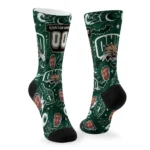 Ohio Bobcats Socks Personalized Scattered Icons Green Best Selling