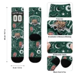 Ohio Bobcats Socks Personalized Scattered Icons Green Best Selling