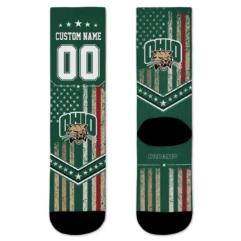 Ohio Bobcats Socks Personalized Star Stripes Green White Best Selling