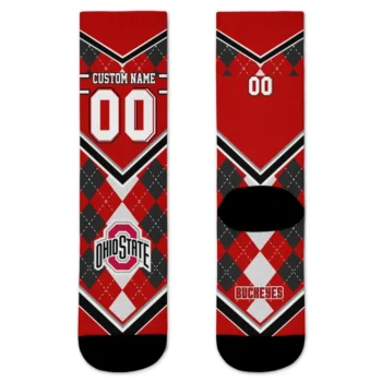 Ohio State Buckeyes Socks Customized Argyle Pattern Scarlet Best Selling