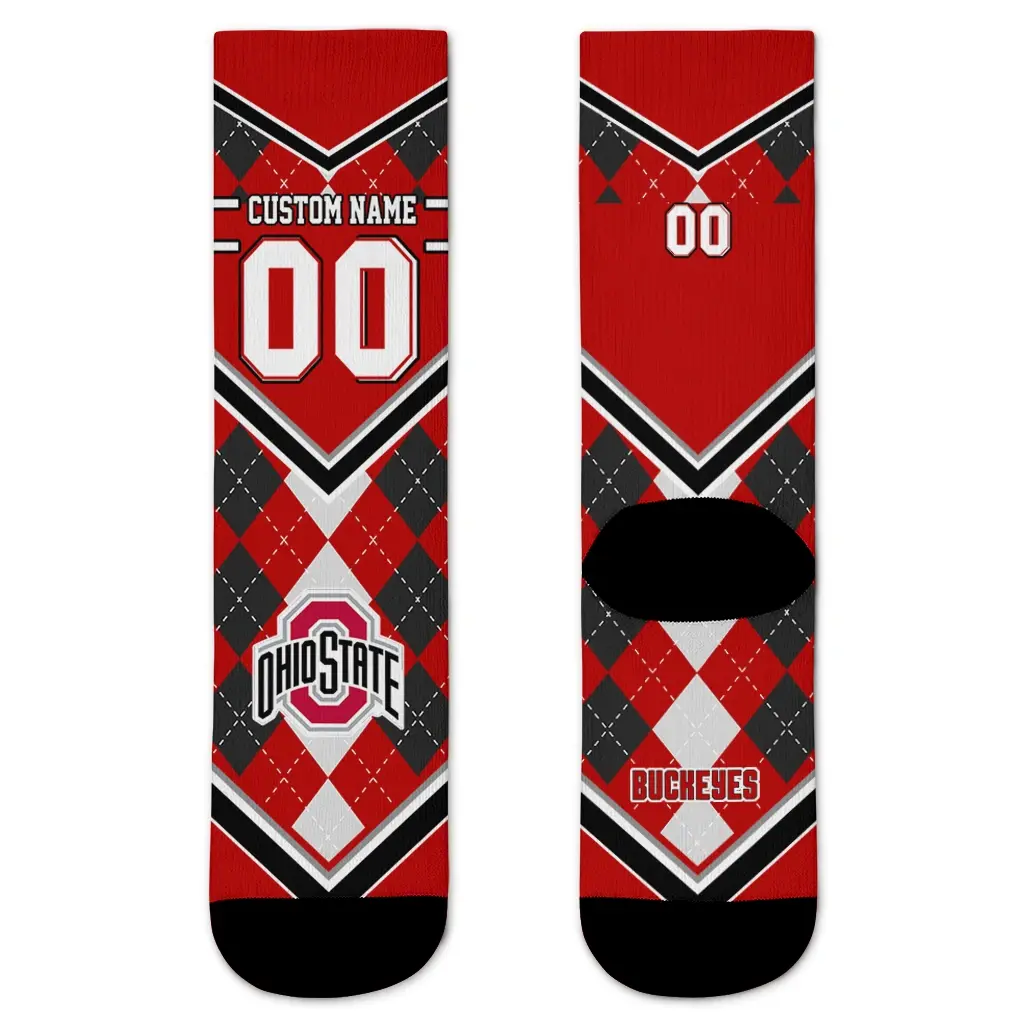 Ohio State Buckeyes Socks Customized Argyle Pattern Scarlet Best Selling Ohio State Buckeyes Socks Customized Argyle Pattern Scarlet Best Selling
