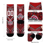 Ohio State Buckeyes Socks Customized Leopard Print Scarlet Black Best Selling