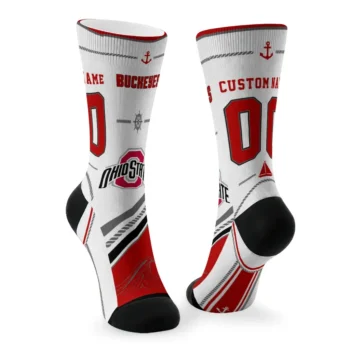 Ohio State Buckeyes Socks Customized Nautical Icons Scarlet White Fashion Forward