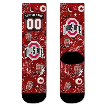 Ohio State Buckeyes Socks Customized Scattered Icons Scarlet Best Selling