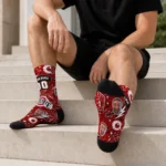 Ohio State Buckeyes Socks Customized Scattered Icons Scarlet Best Selling