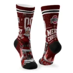 Ohio State Buckeyes Socks Customized Snowy Scene Scarlet White Best Selling