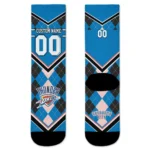 Oklahoma City Thunder Socks Custom Argyle Pattern Blue Best Selling