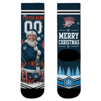 Oklahoma City Thunder Socks Custom Snowy Scene Blue White Best Selling