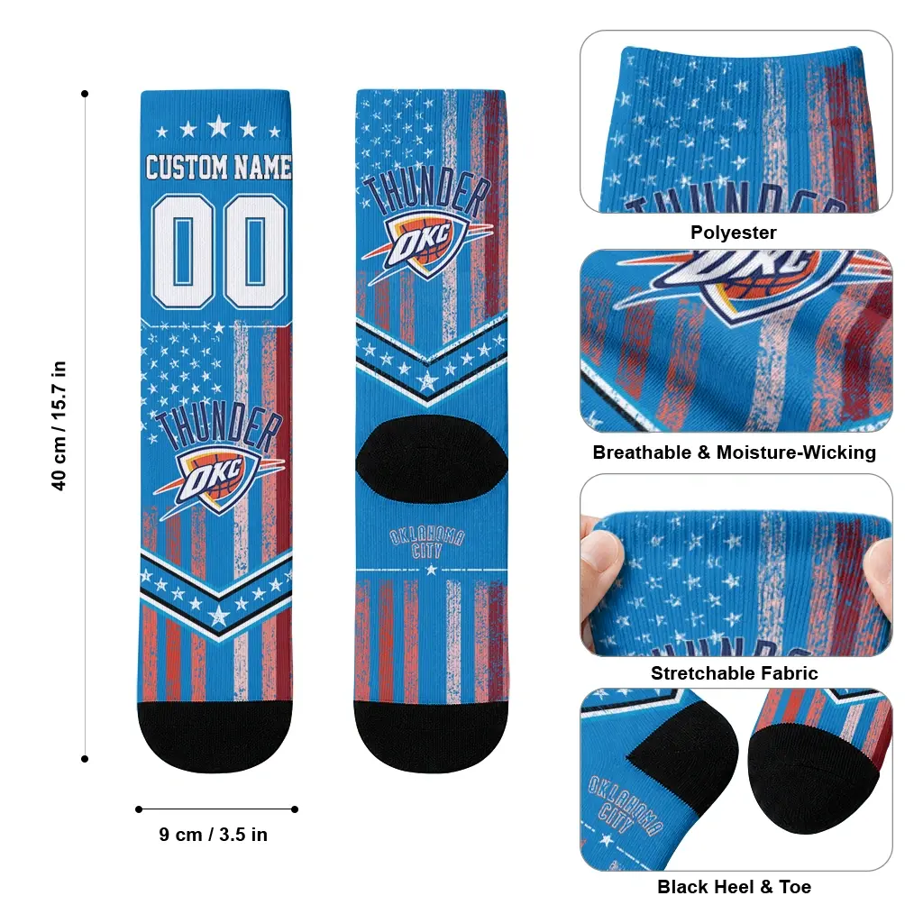 Oklahoma City Thunder Socks Custom Star Stripes Blue White High Quality Oklahoma City Thunder Socks Custom Star Stripes Blue White High Quality