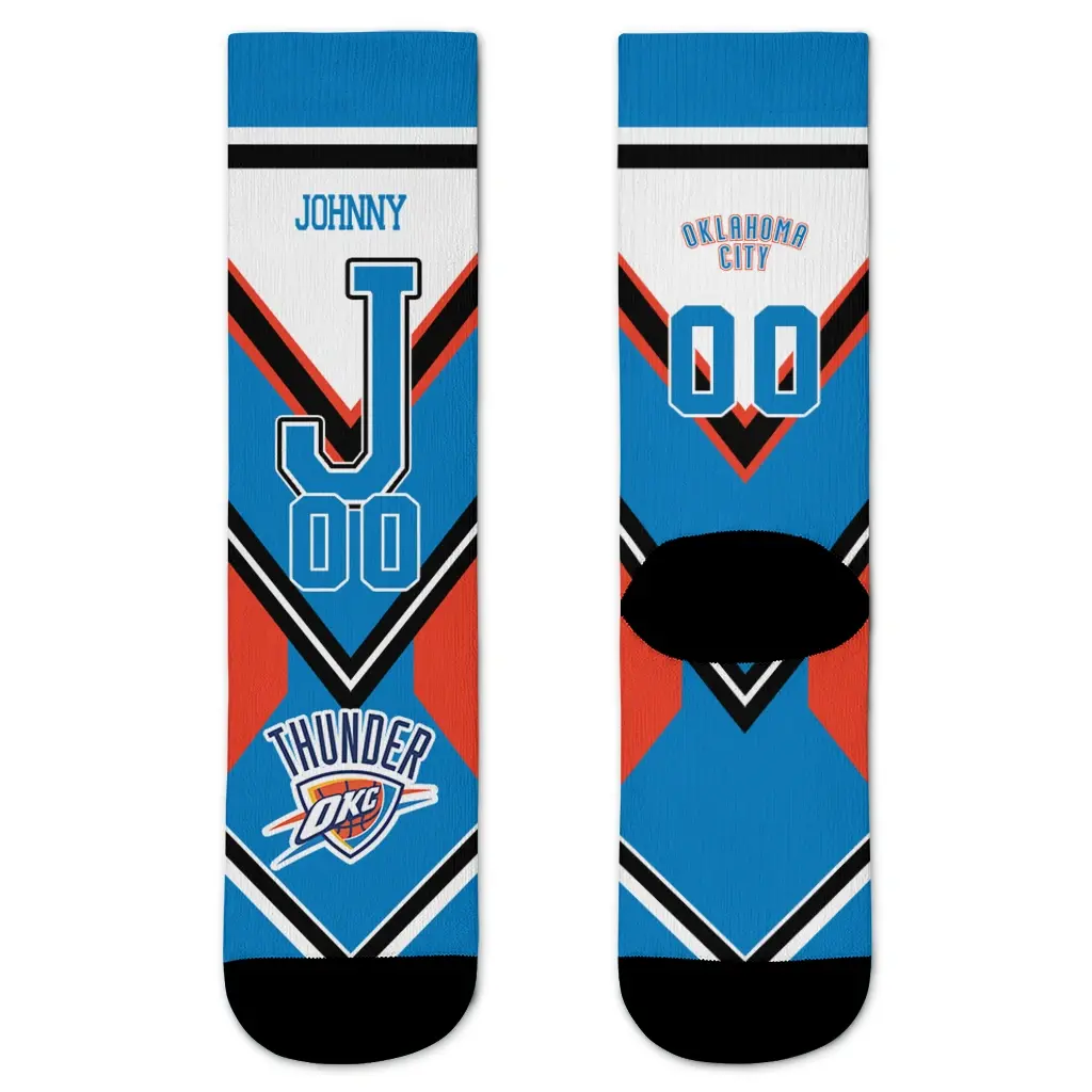 Oklahoma City Thunder Socks Customized Arrow Blocks Blue Best Selling Oklahoma City Thunder Socks Customized Arrow Blocks Blue Best Selling