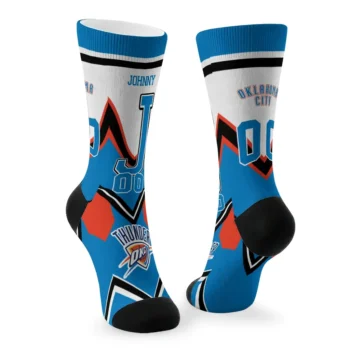 Oklahoma City Thunder Socks Customized Arrow Blocks Blue Fashion Forward