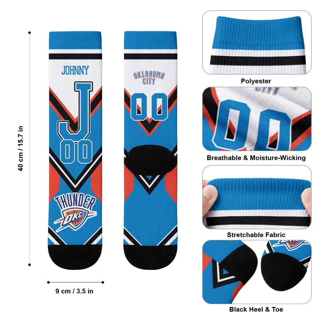 Oklahoma City Thunder Socks Customized Arrow Blocks Blue High Quality Oklahoma City Thunder Socks Customized Arrow Blocks Blue High Quality