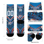 Oklahoma City Thunder Socks Customized Leopard Print Blue Black Best Selling