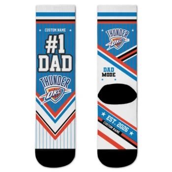 Oklahoma City Thunder Socks - Customized Pinstripe Chevron Blue White
