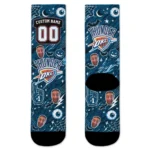 Oklahoma City Thunder Socks Personalized Scattered Icons Blue Best Selling
