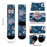 Oklahoma City Thunder Socks Personalized Scattered Icons Blue Best Selling