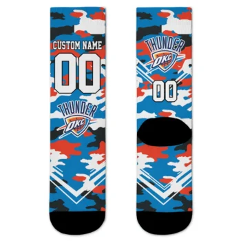 Oklahoma City Thunder Socks Personalized Woodland Camo Blue Best Selling